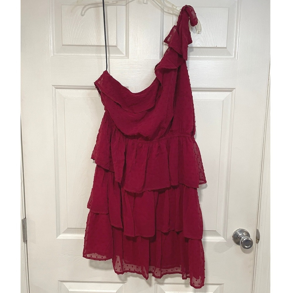NEW Grace Karin One Shoulder Ruffle Short Flowy Dress Swiss Dot Party Wedding XL
